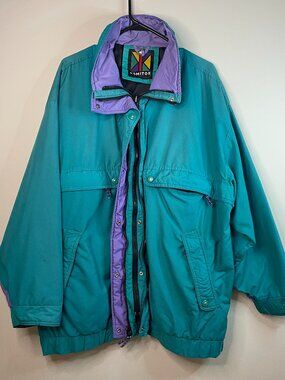 Vintage 90s Komitor Teal and Purple Windbreaker Light Jacket Size XL